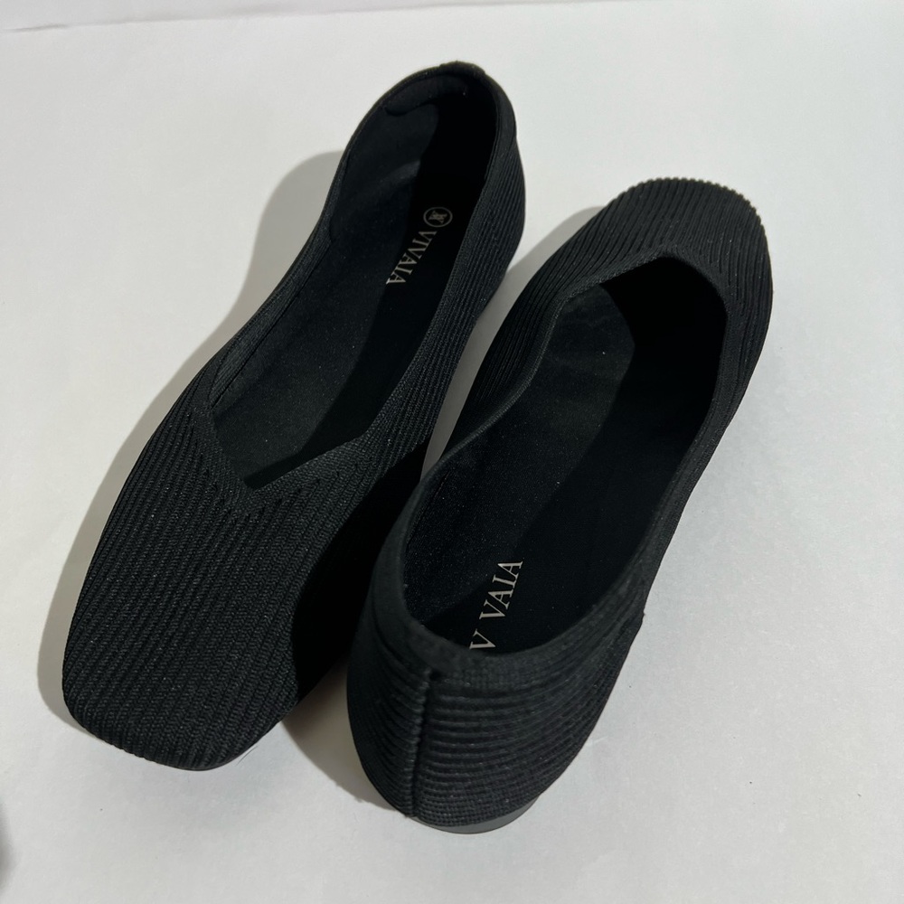 Vivaia Black Women's Square Toe Flat Shoes - Picture 9 of 11